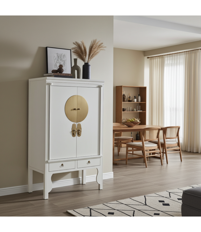 Chinese Bruidskast Sneeuw Wit - Orientique Collectie B100xD55xH175cm