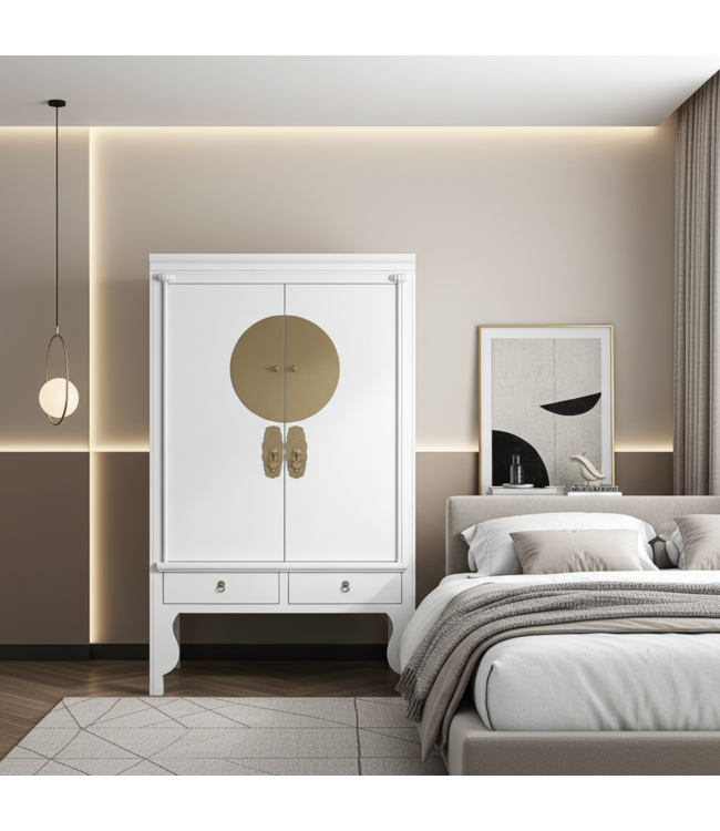 Armadio Nuziale Cinese Bianco Neve - Orientique Collezione L100xP55xA175cm