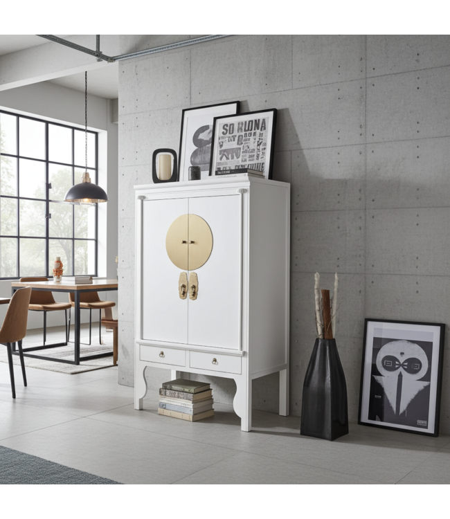 Armadio Nuziale Cinese Bianco Neve - Orientique Collezione L100xP55xA175cm