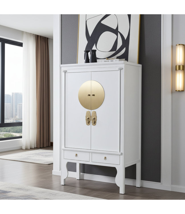 Armadio Nuziale Cinese Bianco Neve - Orientique Collezione L100xP55xA175cm