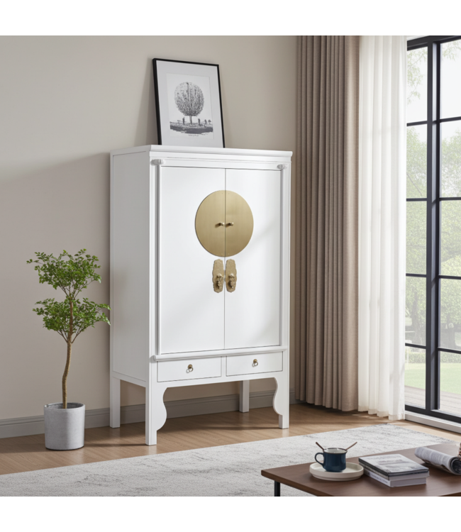 Armoire de Mariage Chinoise Blanche Neige - Orientique Collection L100xP55xH175cm