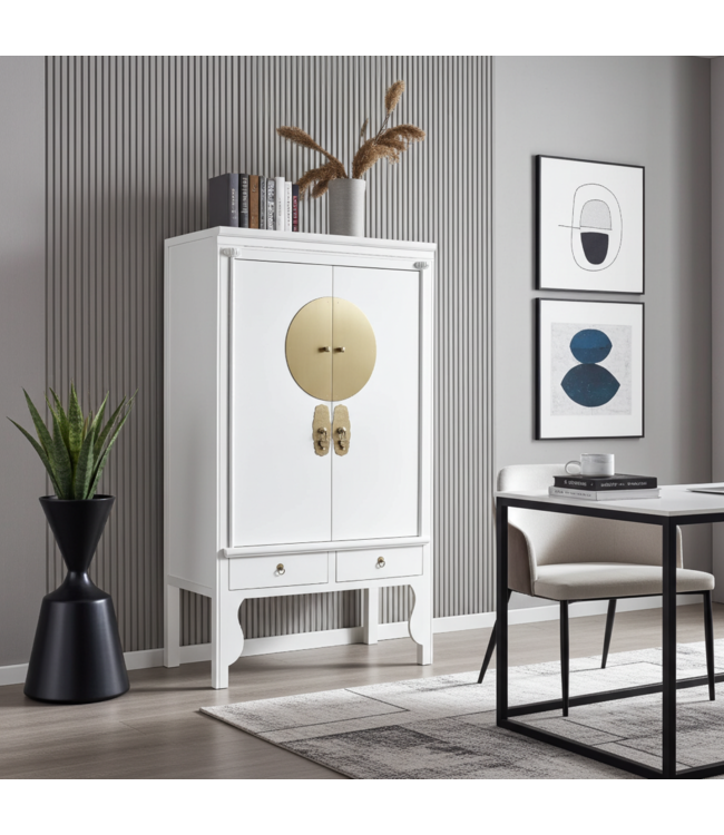 Armoire de Mariage Chinoise Blanche Neige - Orientique Collection L100xP55xH175cm