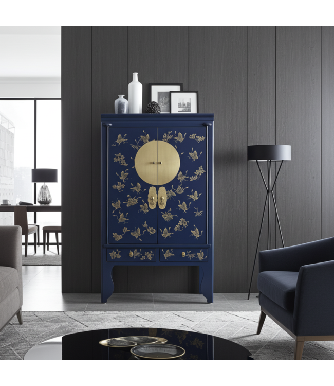 Chinesischer Hochzeitsschrank Nachtlbau Handbemalt - Orientique Kollektion B100xT55xH175cm