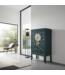 Armoire de Mariage Chinoise Peinte à la Main Papillons Teal - Collection Orientique L100xP55xH175cm