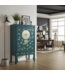 Armoire de Mariage Chinoise Peinte à la Main Papillons Teal - Collection Orientique L100xP55xH175cm