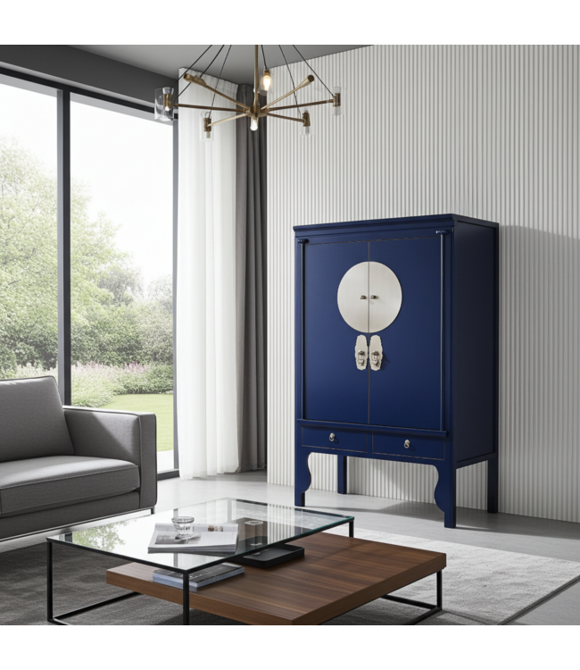 Chinese Wedding Cabinet Midnight Blue - Orientique Collection W100xD55xH175cm