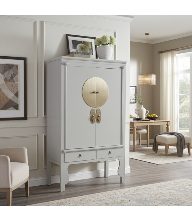 Armoire de Mariage Chinoise Moonshine Grège - Orientique Collection L100xP55xH175cm