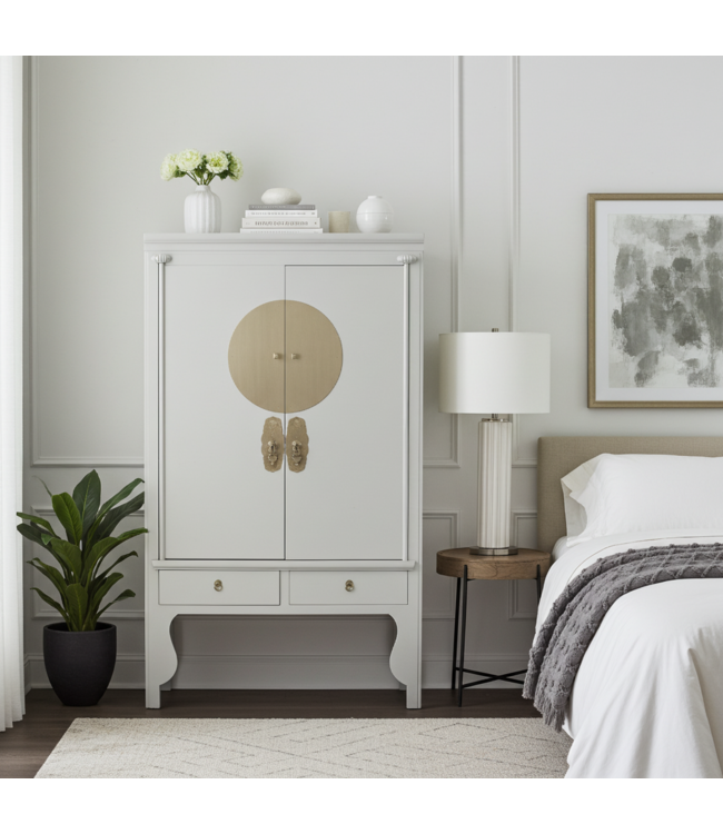 Chinesischer Hochzeitsschrank Moonshine Greige - Orientique Kollektion B100xT55xH175cm