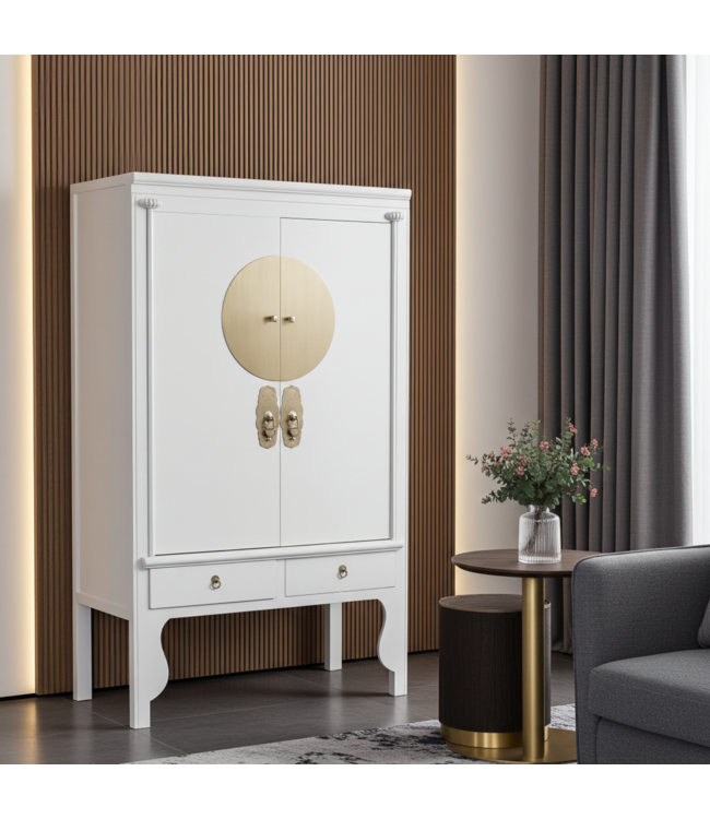 Chinese Wedding Cabinet Moonshine Greige - Orientique Collection W100xD55xH175cm