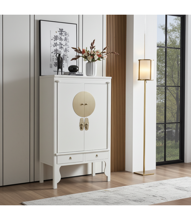 Chinesischer Hochzeitsschrank Moonshine Greige - Orientique Kollektion B100xT55xH175cm
