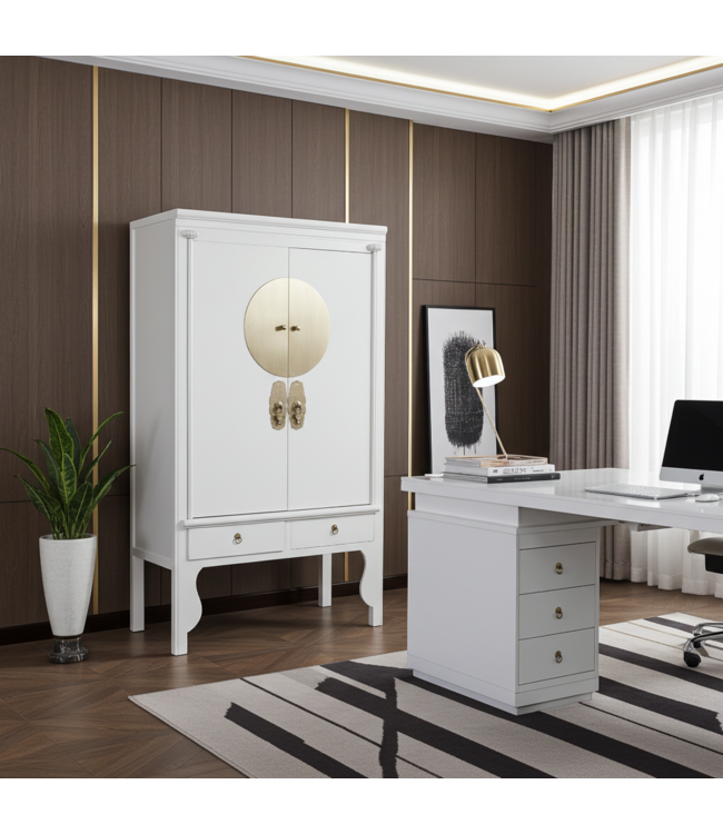 Armoire de Mariage Chinoise Moonshine Grège - Orientique Collection L100xP55xH175cm