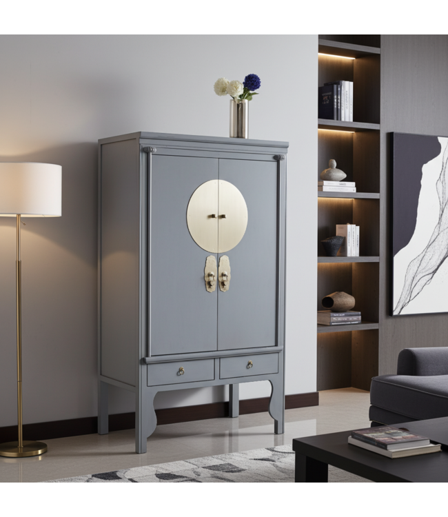 Chinese Bruidskast Grijs - Pastel Grey - Orientique Collection B100xD55xH175cm