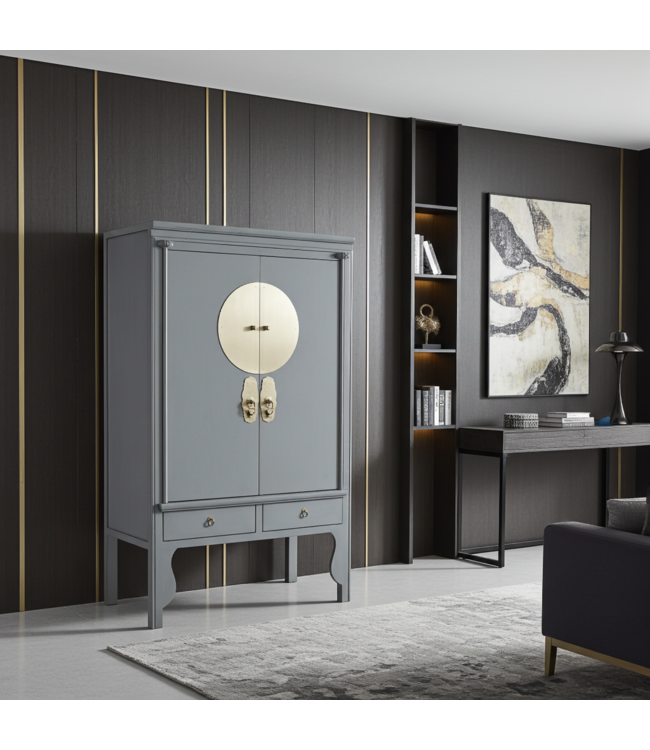 Armoire de Mariage Chinoise Gris Pastel - Orientique Collection L100xP55xH175cm