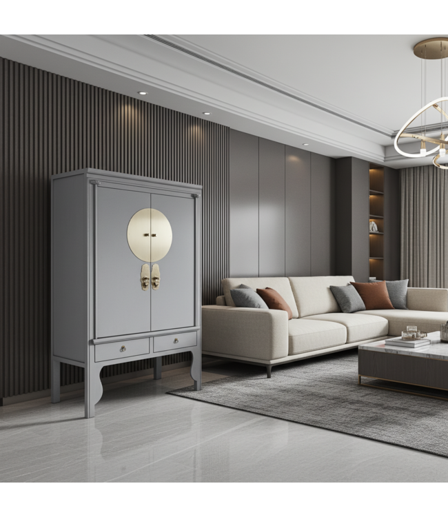 Armadio Nuziale Cinese Grigia Pastello - Orientique Collezione L100xP55xA175cm