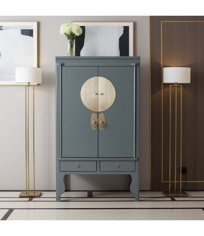 Chinesischer Hochzeitsschrank Olivgrau - Orientique Kollektion B100xT55xH175cm