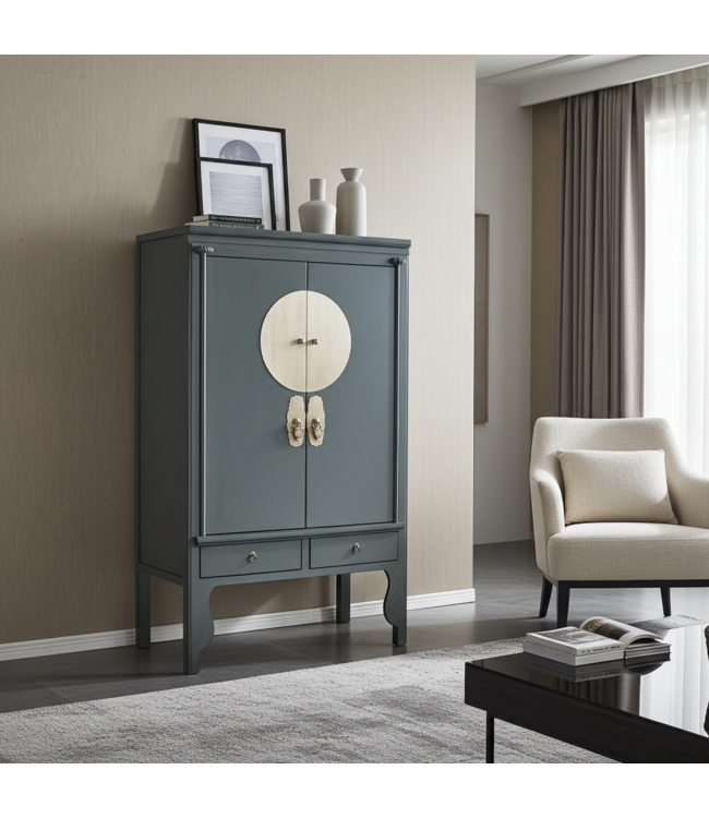 Armoire de Mariage Chinoise Gris Olive - Orientique Collection L100xP55xH175cm