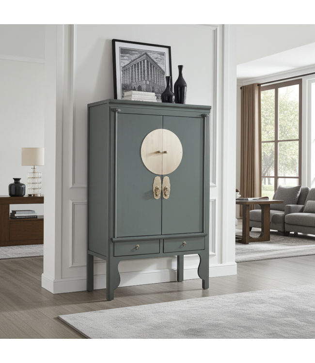 Armadio Nuziale Cinese Grigio Oliva - Orientique Collezione L100xP55xA175cm