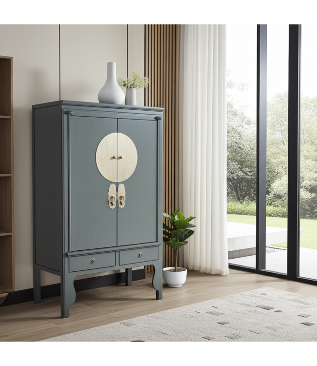 Armoire de Mariage Chinoise Gris Olive - Orientique Collection L100xP55xH175cm