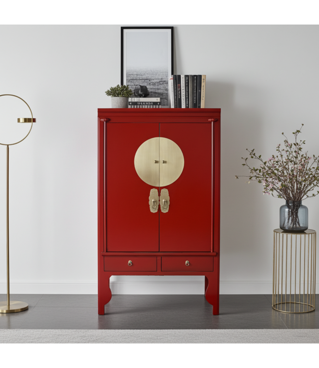 Chinese Wedding Cabinet Lucky Red - Orientique Collection W100xD55xH175cm