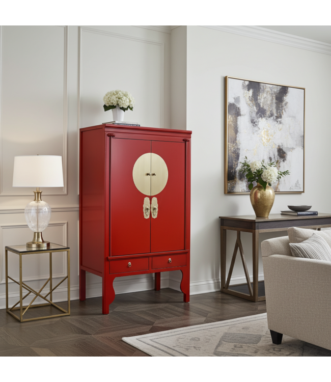 Armoire de Mariage Chinoise Lucky Rouge - Orientique Collection L100xP55xH175cm