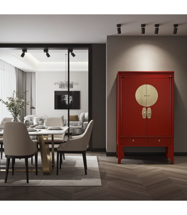 Armadio Nuziale Cinese Lucky Rosso - Orientique Collezione L100xP55xA175cm