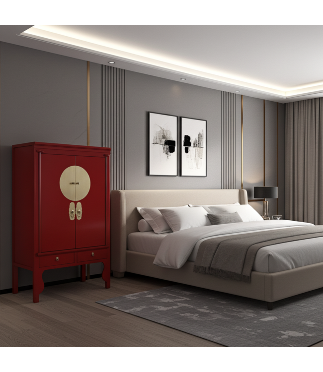 Armadio Nuziale Cinese Lucky Rosso - Orientique Collezione L100xP55xA175cm