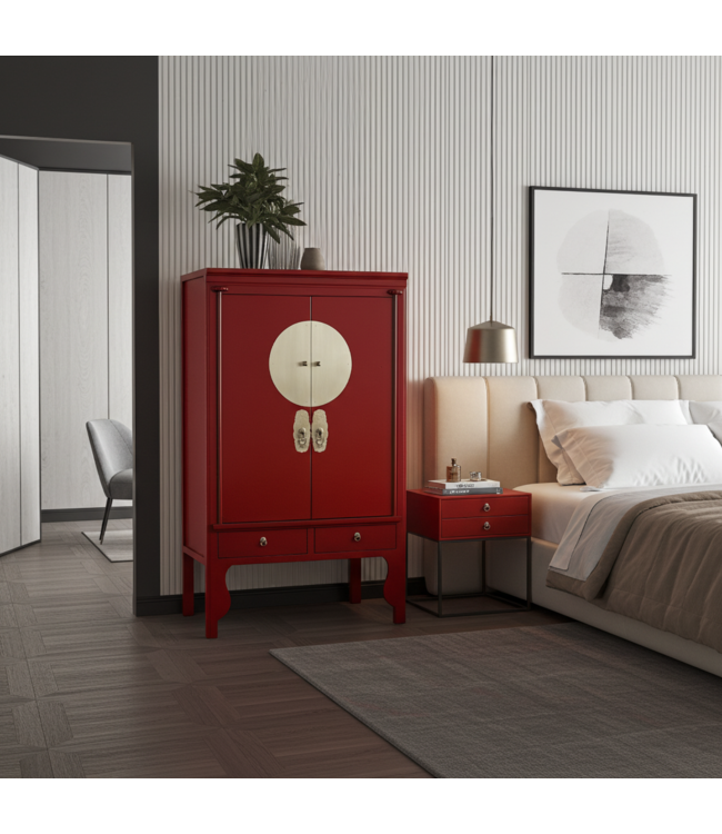 Armoire de Mariage Chinoise Lucky Rouge - Orientique Collection L100xP55xH175cm