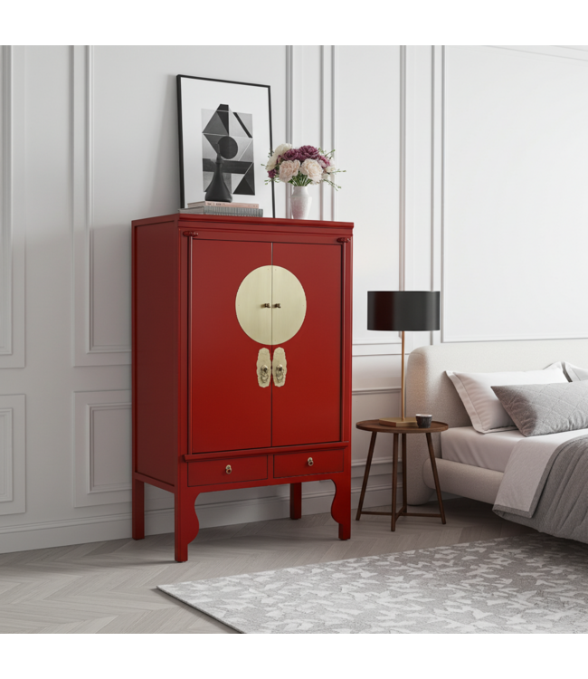 Armadio Nuziale Cinese Lucky Rosso - Orientique Collezione L100xP55xA175cm
