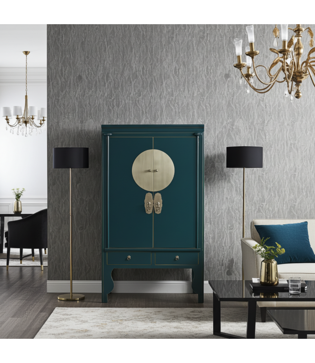 Chinese Bruidskast Teal - Orientique Collectie B100xD55xH175cm