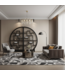 Chinese Boekenkast Rond Open Display Kast Zwart B192xH176cm