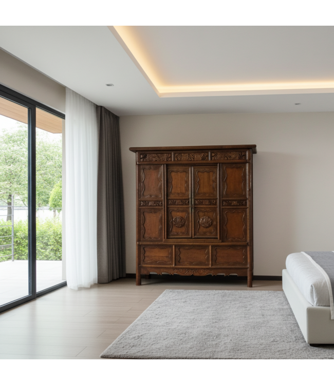 Armoire Chinoise Ancien Sculpté à la Main L150xP60xH176cm