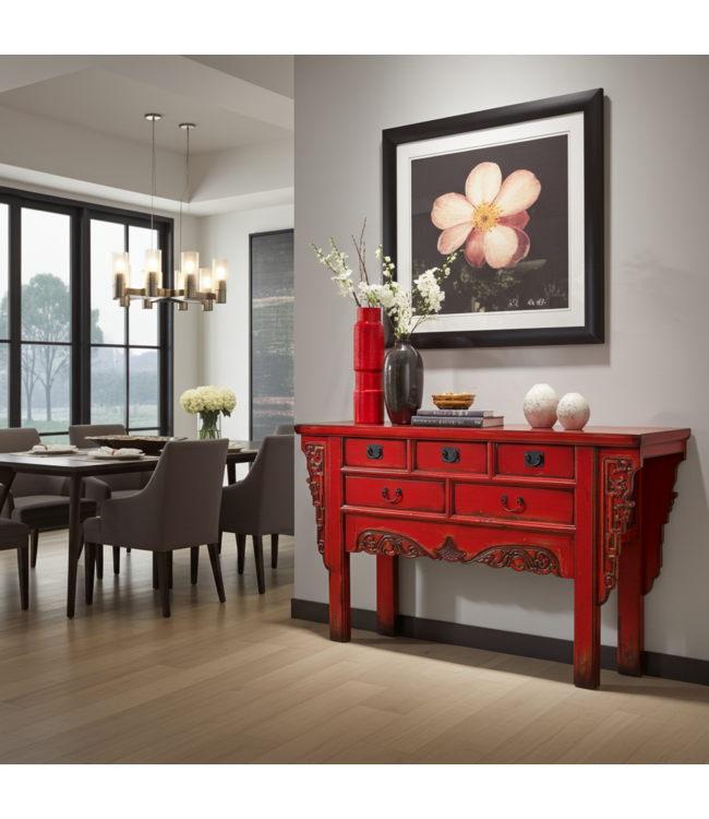 Chinese Sidetable Rood B160xD45xH90cm