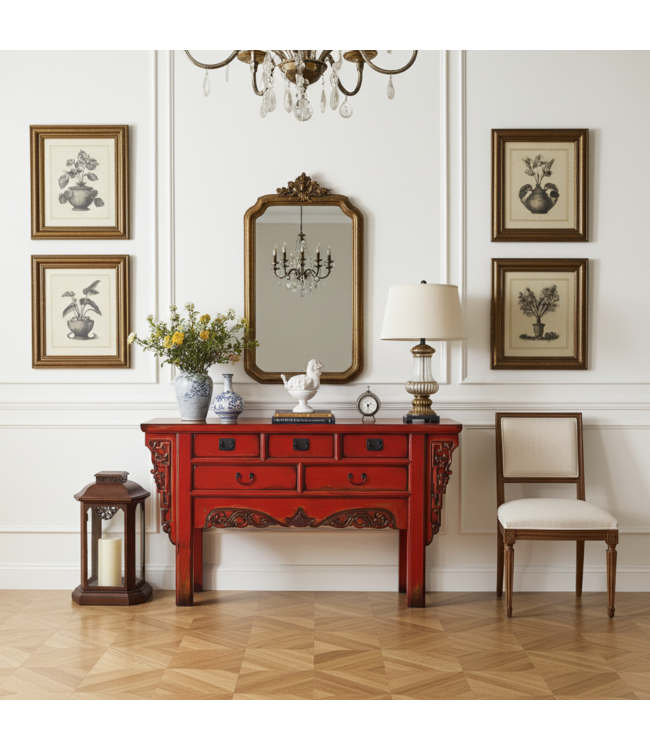 Chinese Sidetable Rood B160xD45xH90cm