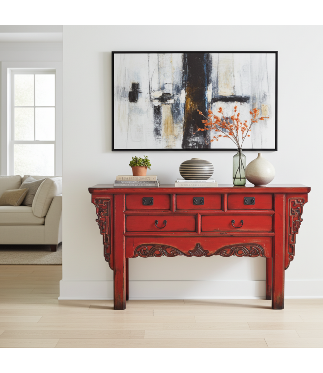 Console Chinoise Rouge L160xP45xH90cm