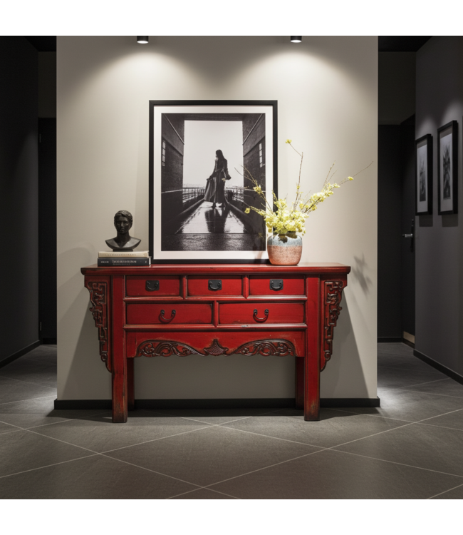 Console Chinoise Rouge L160xP45xH90cm