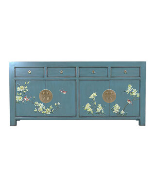Fine Asianliving Chinesisches Sideboard Arctic Blau Grau Handbemalt - Orientique Kollektion B180xT40xH85cm