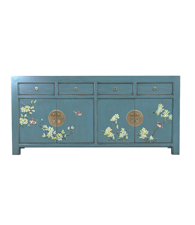 Aparador Chino Arctic Azul Gris Pintado a Mano - Orientique Colección An180xP40xAl85cm