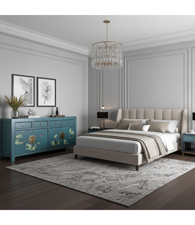 Chinese Sideboard Arctic Blue Grey Handpainted - Orientique Collection W180xD40xH85cm