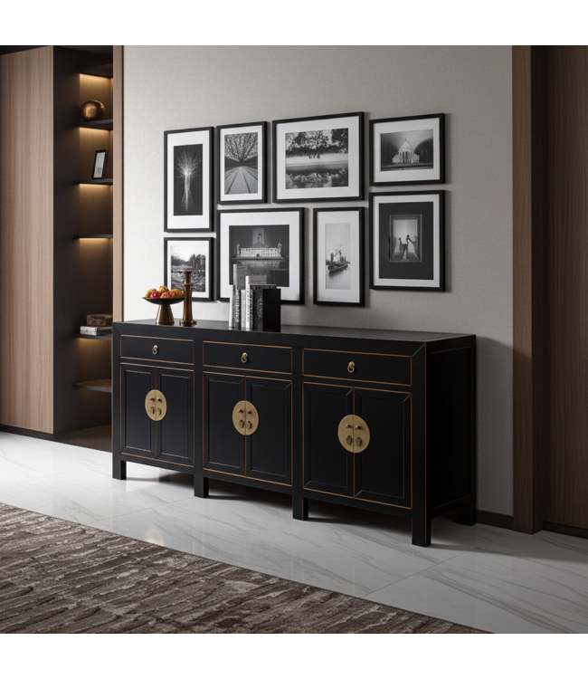 Chinese Dressoir Onyx Zwart - Orientique Collection B190xD40xH85cm