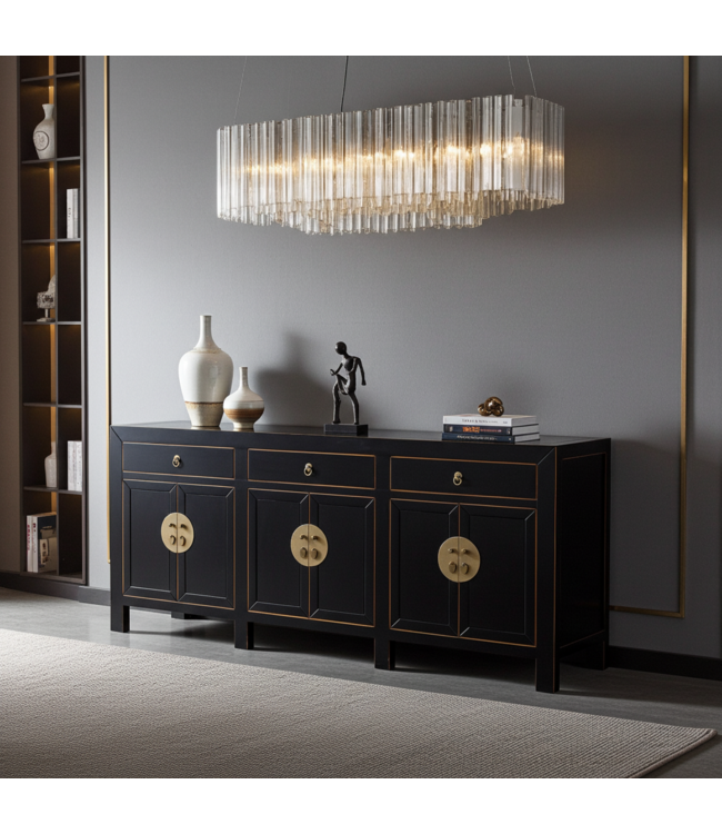 Chinese Dressoir Onyx Zwart - Orientique Collection B190xD40xH85cm
