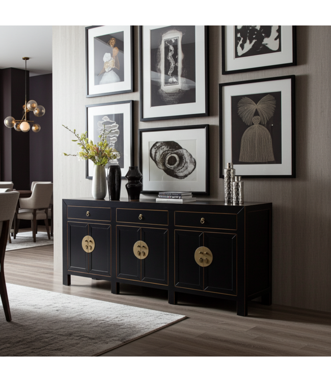 Credenza Cinese Onice Nero - Orientique Collezione L190xP40xA85cm