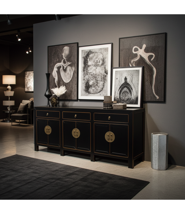 Credenza Cinese Onice Nero - Orientique Collezione L190xP40xA85cm