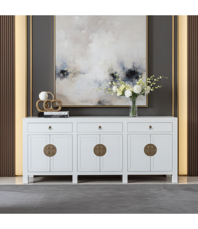 Chinese Dressoir Snow Wit - Orientique Collectie B190xD40xH85cm