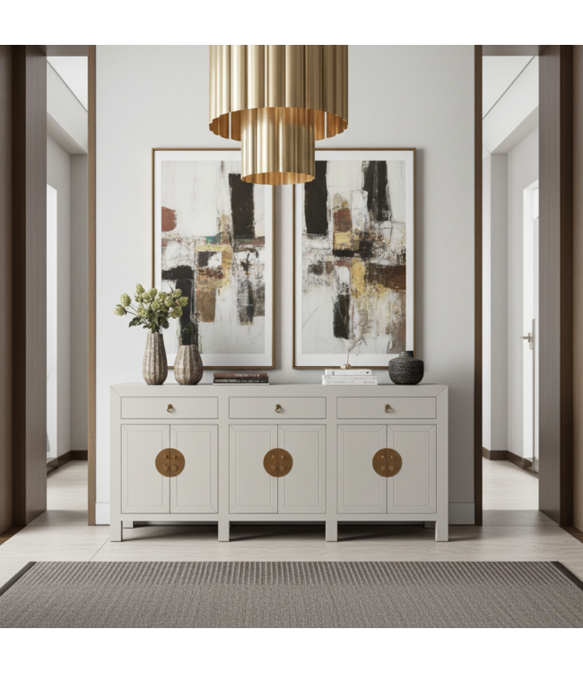 Credenza Cinese Moonshine Grigio - Orientique Collezione L190xP40xA85cm