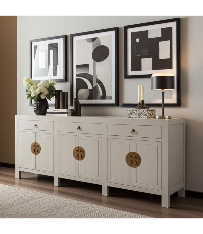 Credenza Cinese Moonshine Grigio - Orientique Collezione L190xP40xA85cm