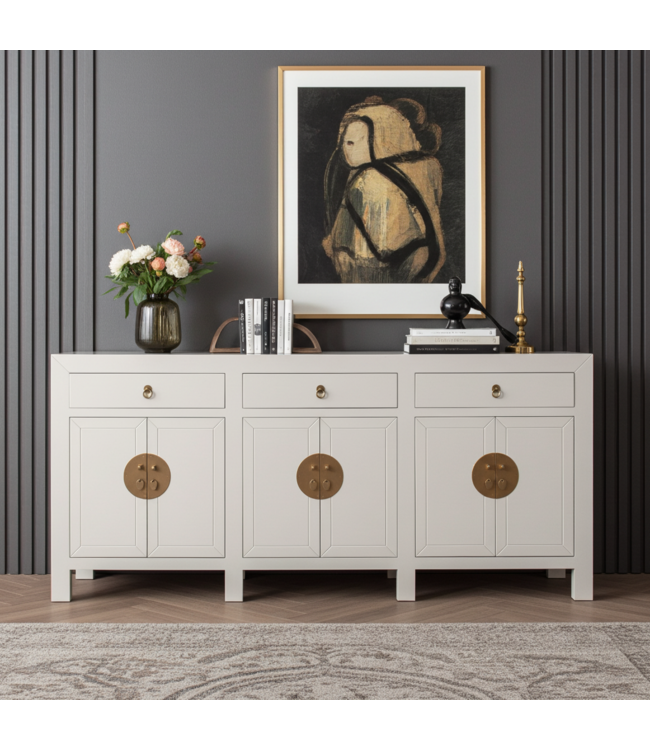 Chinesisches Sideboard Moonshine Greige - Orientique Kollektion B190xT40xH85cm