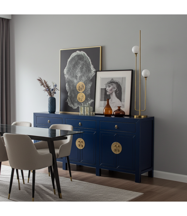 Chinese Dressoir Blauw Midnight Blue - Orientique Collection B190xD40xH85cm