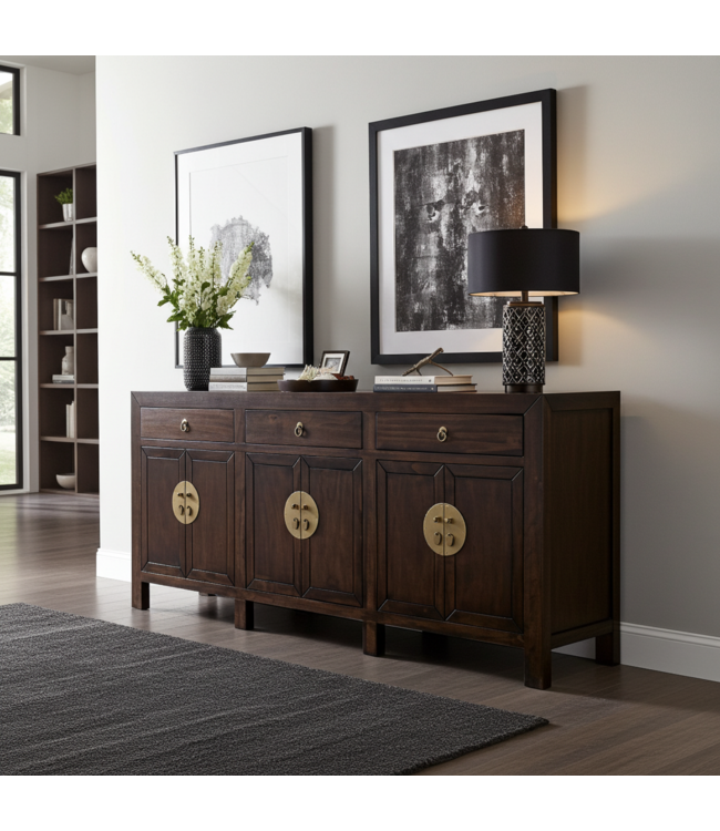 Credenza Cinese Earthy Maronne - Orientique Collezione L190xP40xA85cm