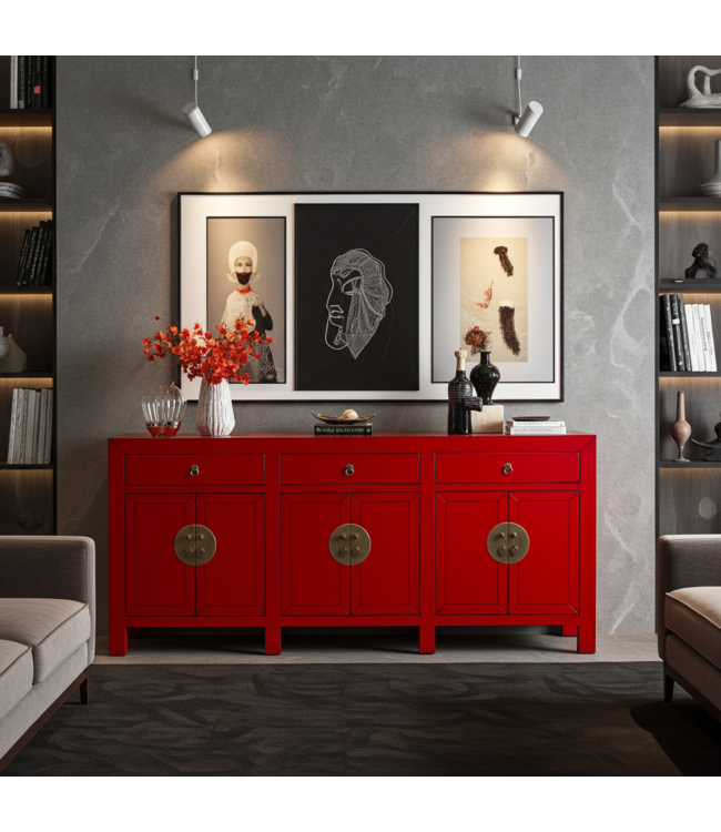 Chinese Dressoir Rood Lucky Red - Orientique Collection B190xD40xH85cm