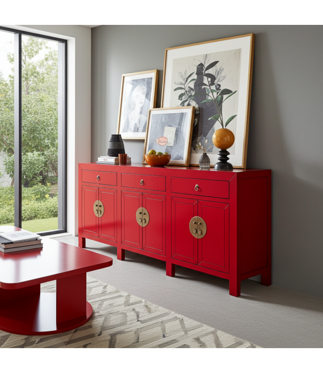Chinese Dressoir Rood Lucky Red - Orientique Collection B190xD40xH85cm